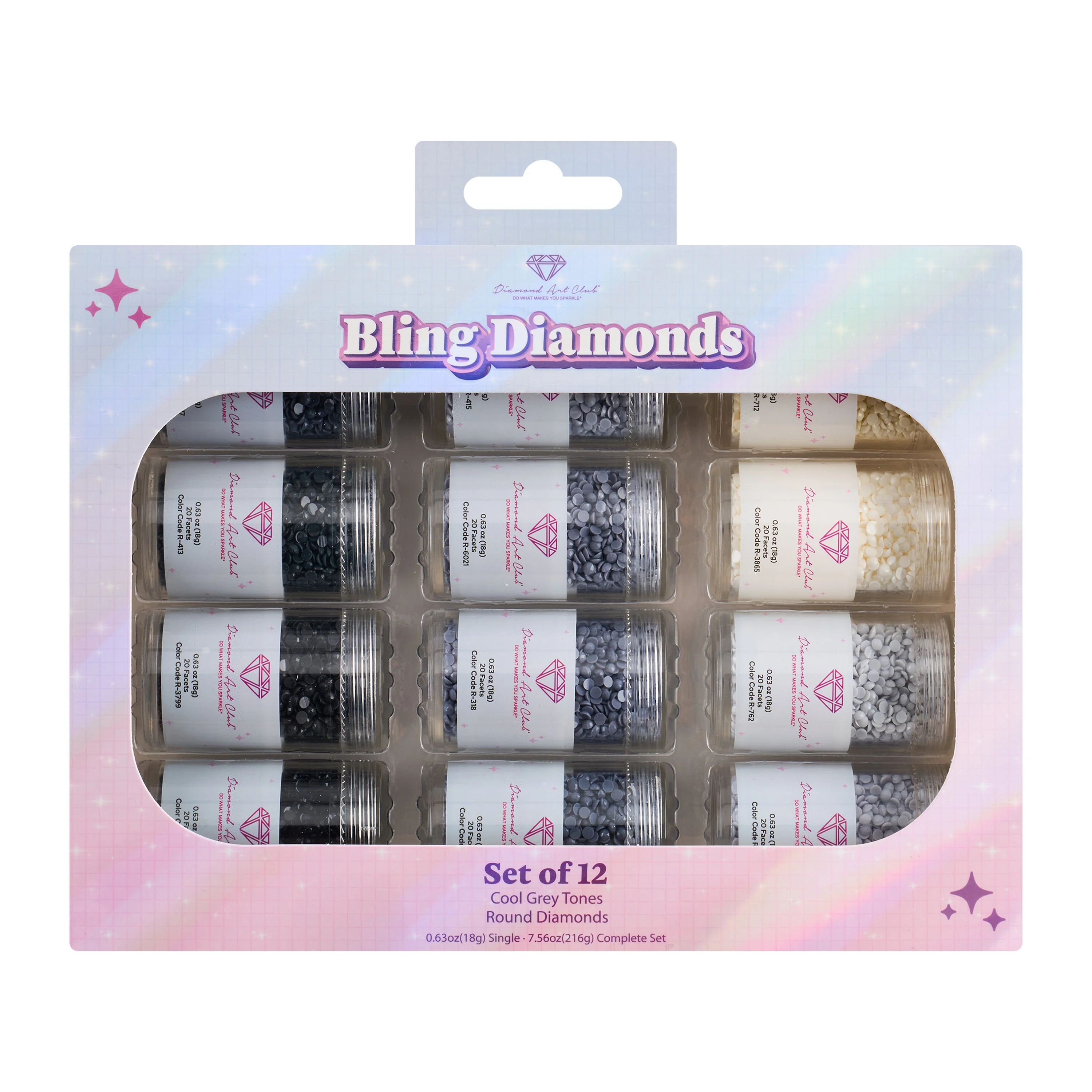 Bling Diamonds – Cool Gray Tones Round (Set of 12) - Image 5