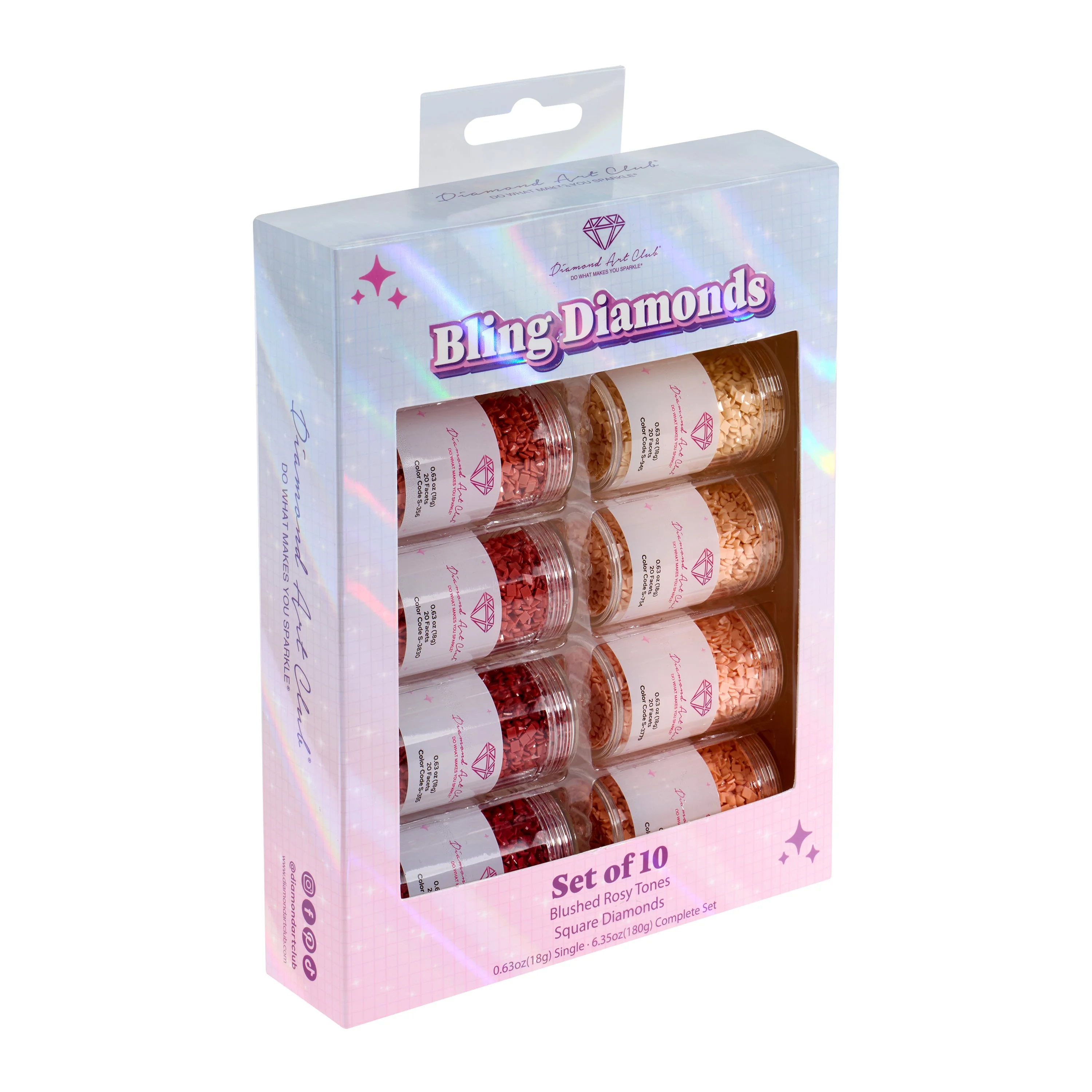 Bling Diamonds - Blushed Rosy Tones Square (Set of 10)