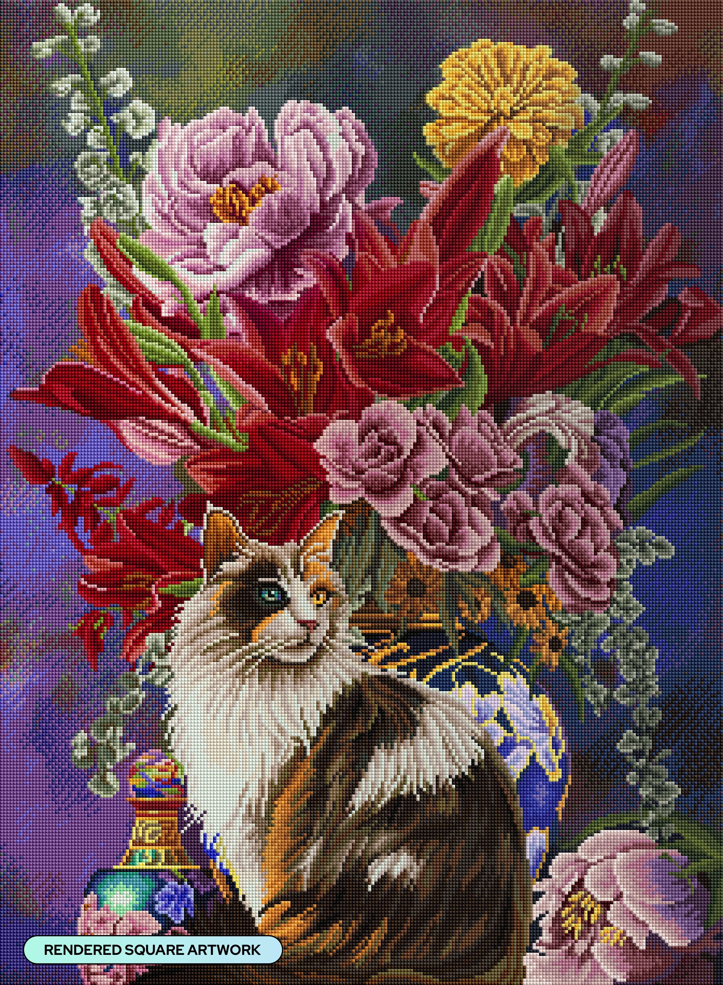 Cat and Flowers Chinoiserie - Image 2