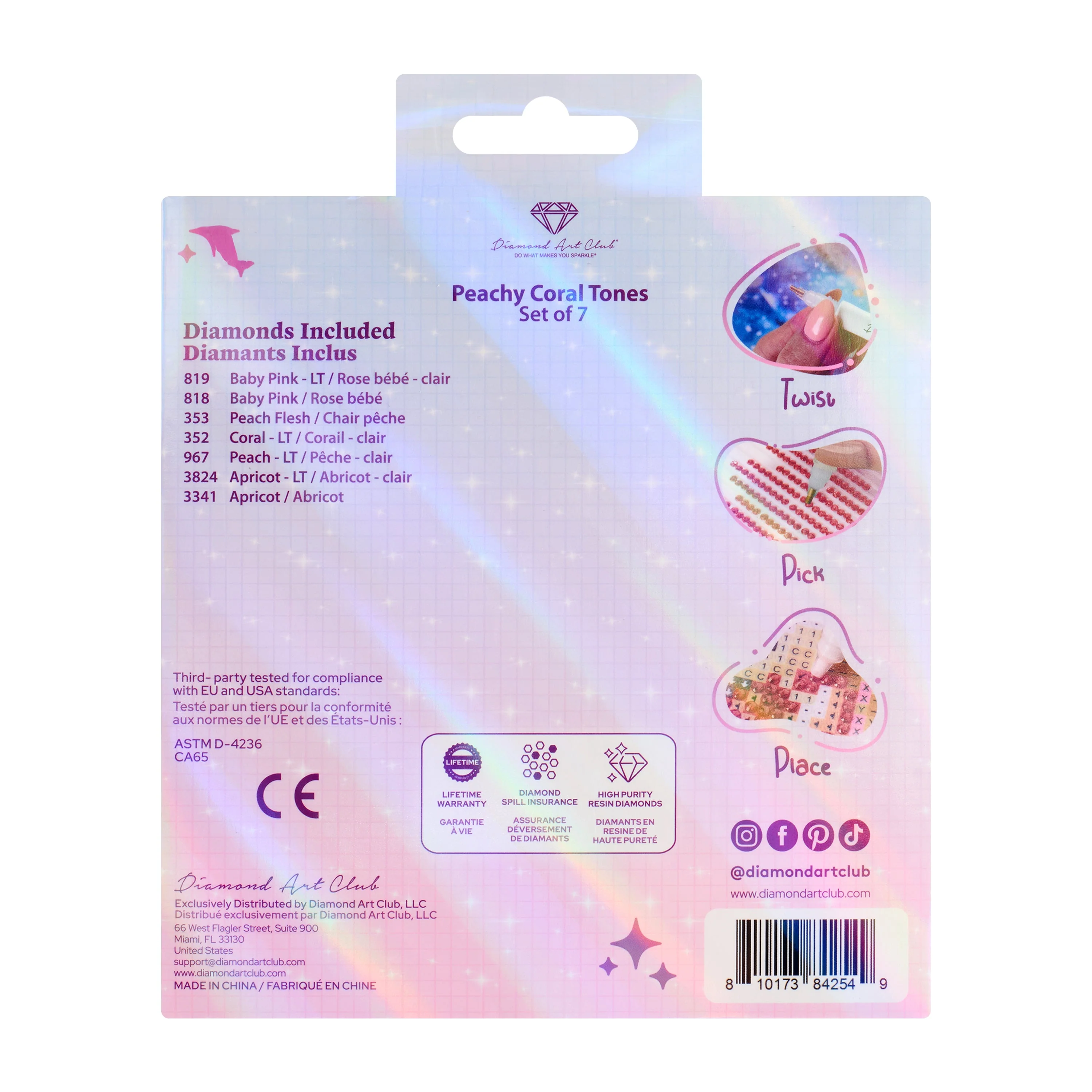 Bling Diamonds – Peachy Coral Tones Round (Set of 7) - Image 6