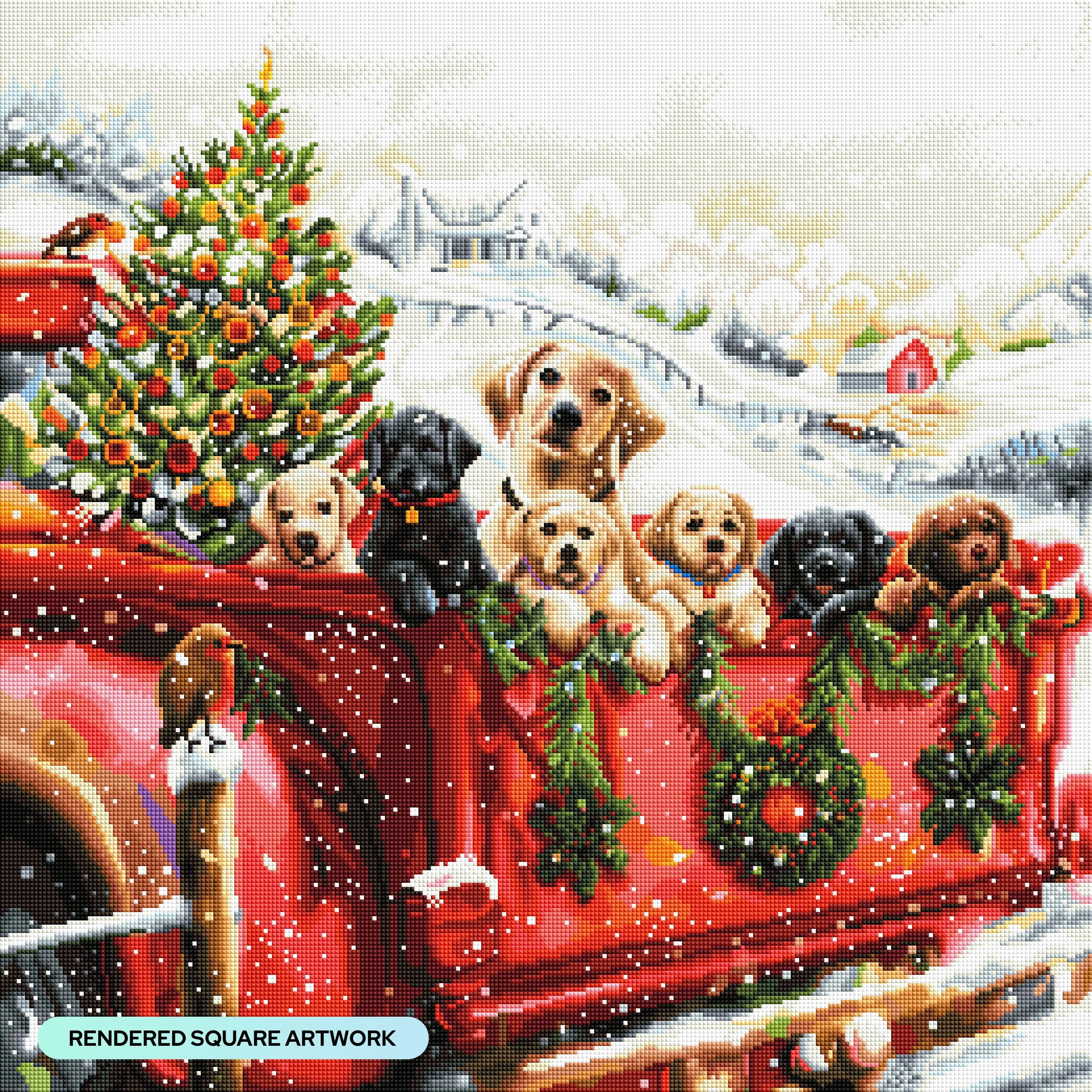 Red Truck and Labradors - Image 2