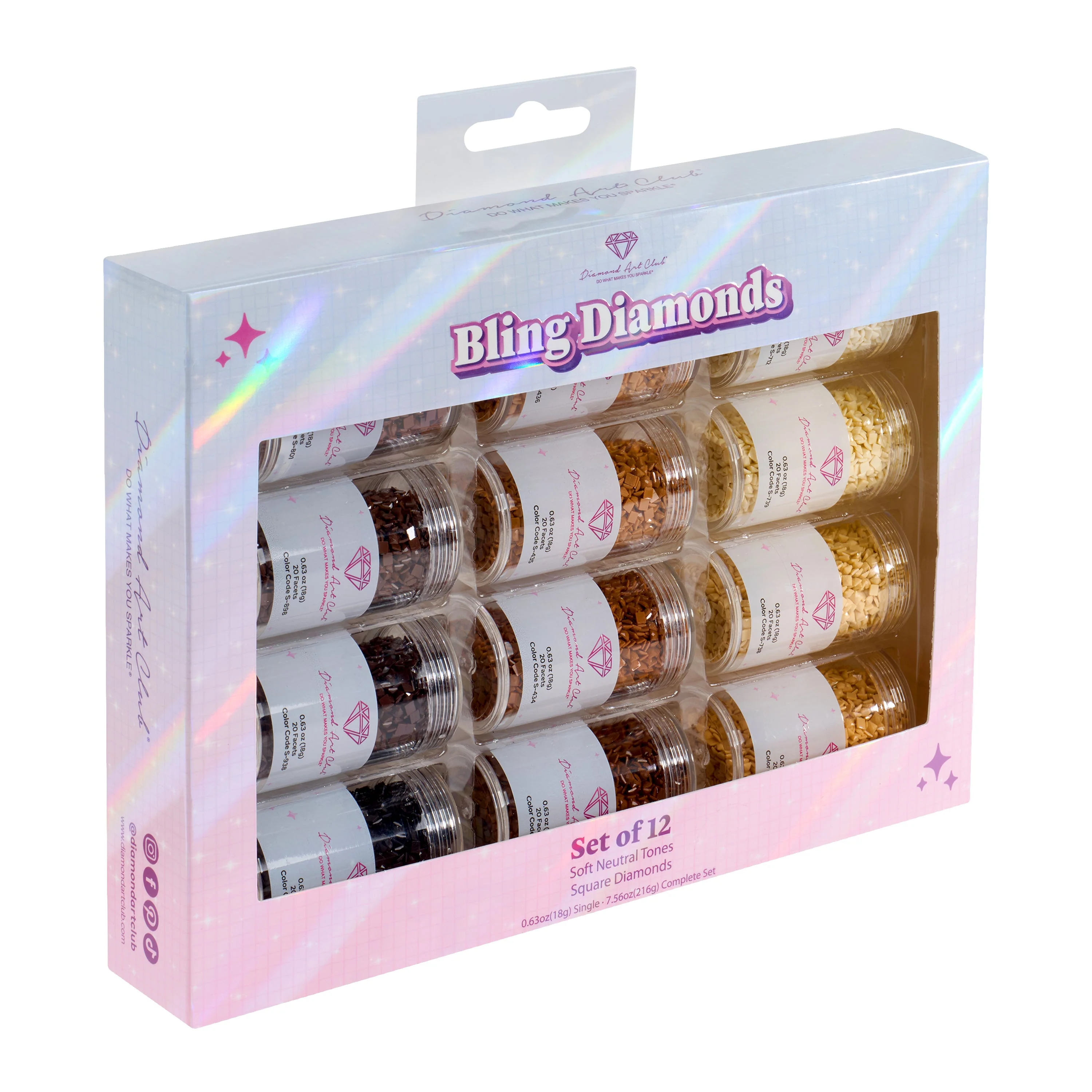 Bling Diamonds - Soft Neutral Tones Square (Set of 12)